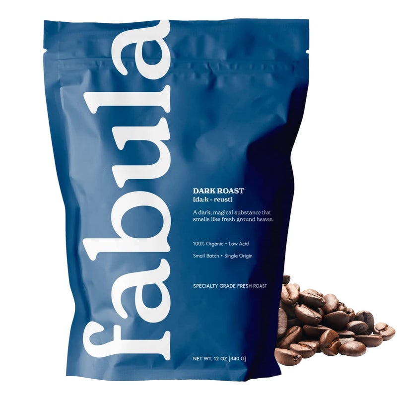 Fabula Coffee Dark Roast Whole Beans - Organic - Low Acid - Single Origin - Non GMO - Mold Free - 12 Ounces - Image 1